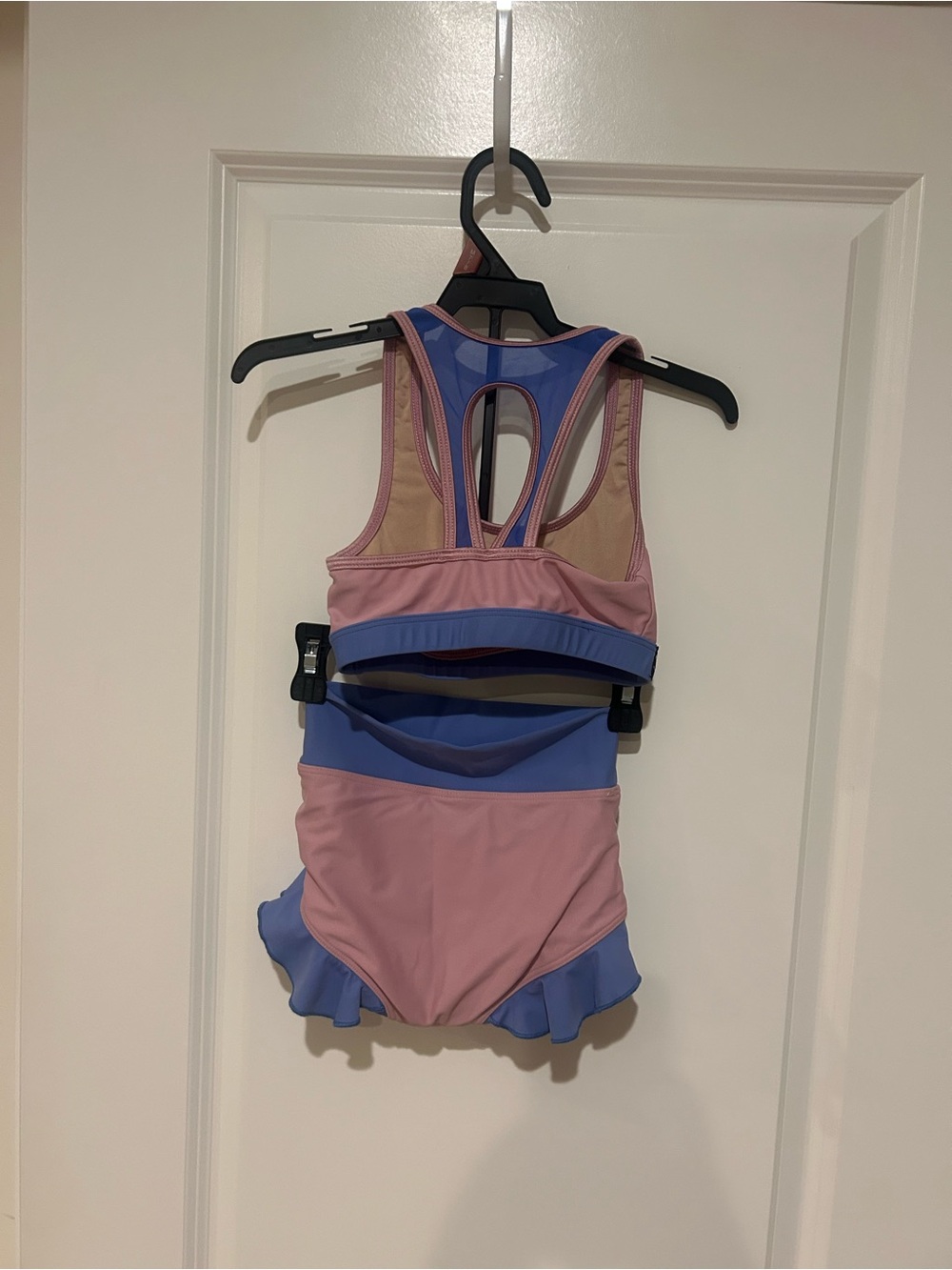 EUC Girls Pink Periwinkle Dance Set Sports Bra Ruffle Shorts Ballet Gymnastics - Picture 4 of 4